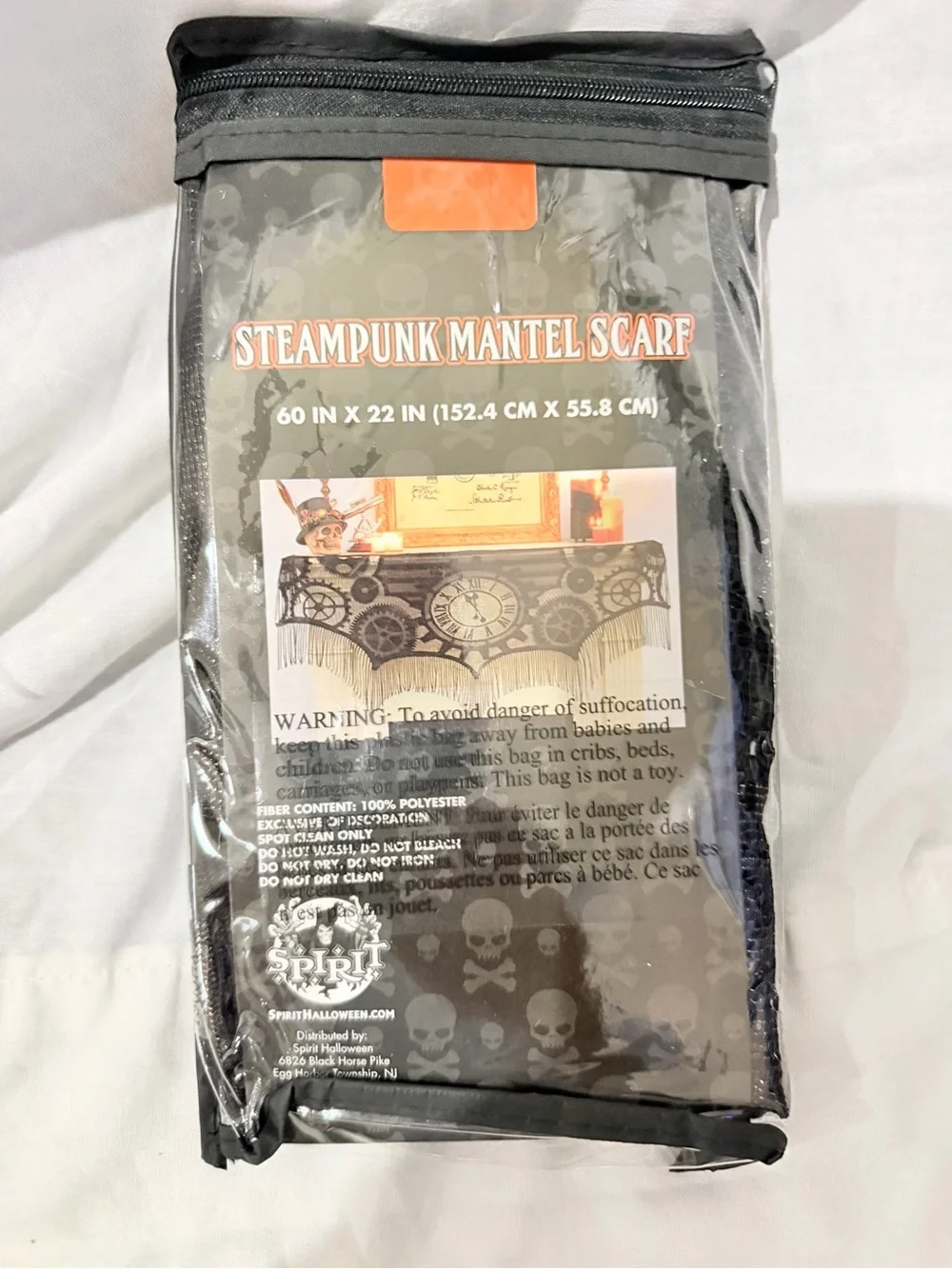 Spirit Black Steampunk Mantel Scarf with Gear Motif